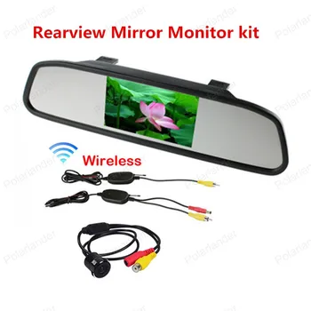 Autó Monitorok 4.3 Inch 480x234 Visszapillantó Tükör Monitor Fordított Parkolás Biztonsági Kamera Vezeték nélküli Adó-Vevő Készlet
