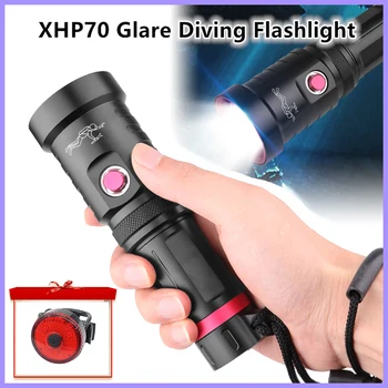 XHP70 Erős LED-vaku, Víz alatti Fáklya Fix Fókusz Kétéltű Zseblámpa Szakmai Búvárkodás Vakító Lámpa Kültéri