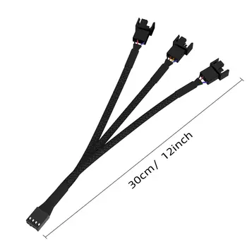 PC Ventilátor Elosztó Hosszabbító Kábel 1 3 Kompatibilis 3 & 4 Pin-Ventilátorok Fonott Nylon Kábel