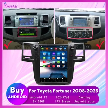 12.1 Hüvelyk Tesla Képernyő autórádió Toyota Fortuner 2008-2023 Android Multimédia Lejátszó GPS Navi Auto Hifi Carplay 4G Hilux
