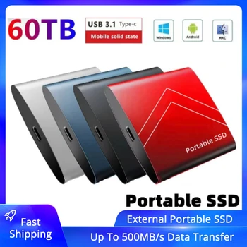 60TB Külső, Hordozható SSD 30TB 12TB 16TB USB 3.1 SSD Külső Merevlemez-Meghajtó C Típusú Hordozható Solid State Disk Laptop PC Játék