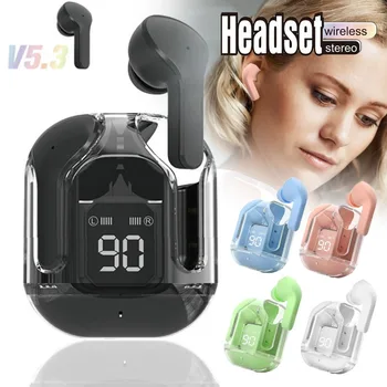 T2 Vezeték Nélküli Fejhallgató Bluetooth 5.3 Fülhallgató Átlátszó Digitális Kijelző Sztereó Headset Hívja Zaj Redustion Sport Fülhallgató