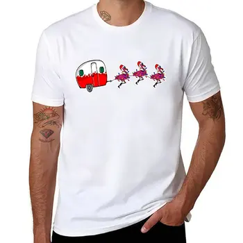 Új Mikulás RV Szán Flamingo Rénszarvas Florida Karácsonyi Design Póló Anime t-shirt vintage ruhák, pólók férfi pack
